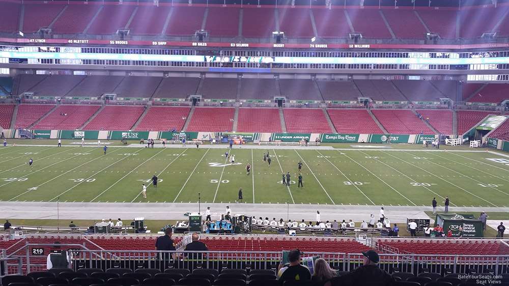 The view from section 211 at Raymond James Stadium.