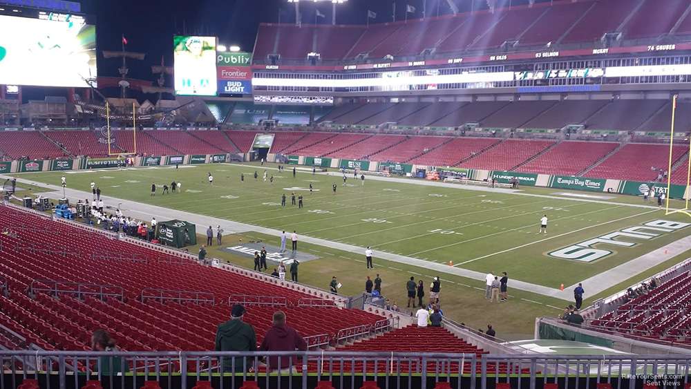 The view from section 218 at Raymond James Stadium.