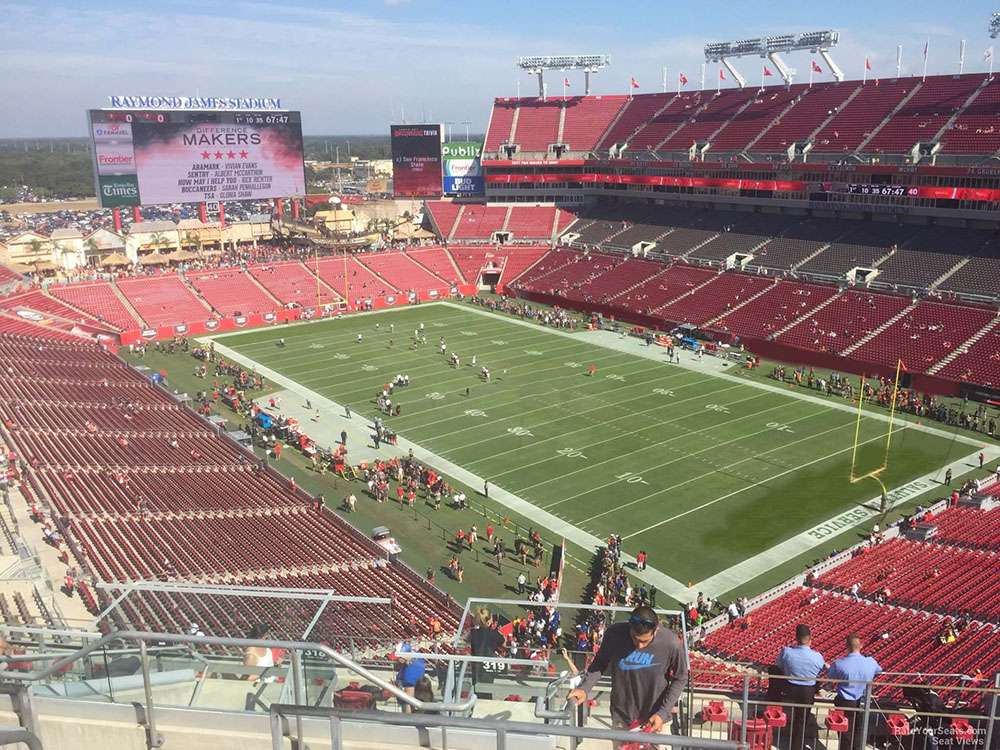 The view from section 319 at Raymond James Stadium.