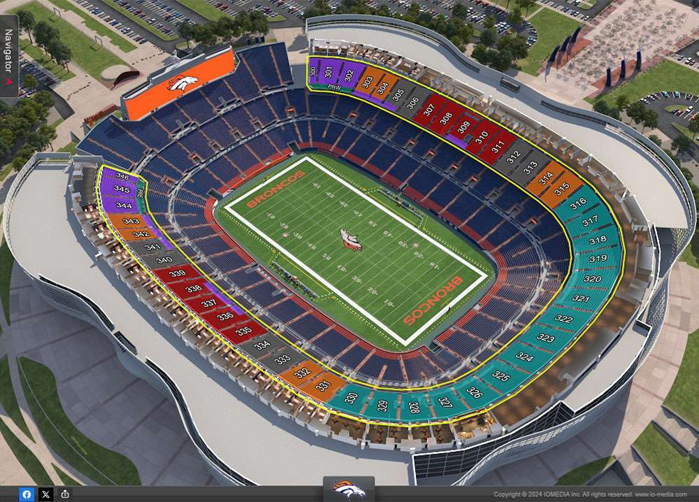 300-level seating chart at Empower Field at Mile High Stadium.