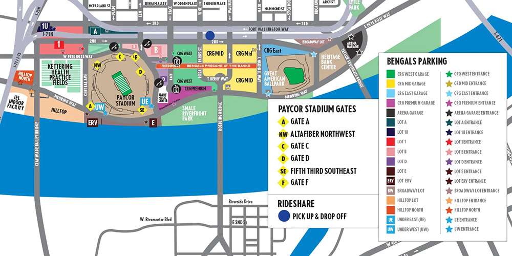 Parking and gates at Paycor Stadium.