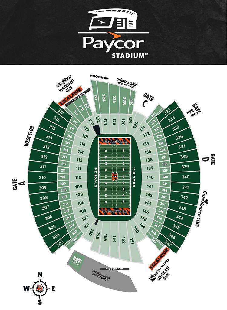 Paycor Stadium seating chart.