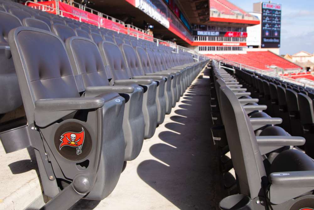 Rows of Hyundai Club seats at Raymond James Stadium.