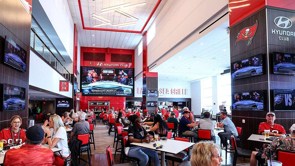 The Hyundai Club concourse at Raymond James Stadium.