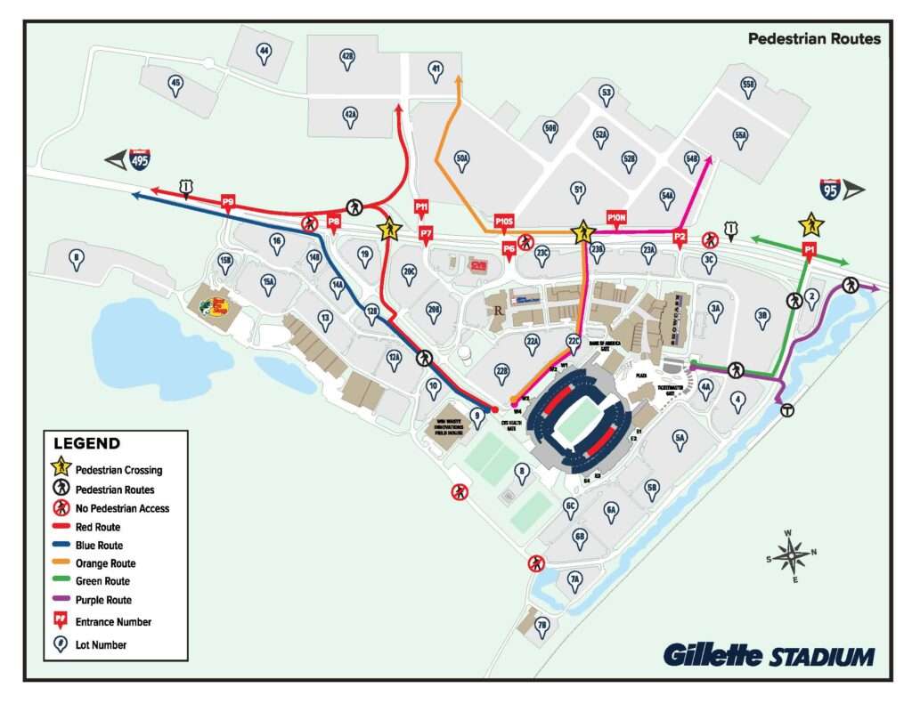 walking routes for gillette stadium