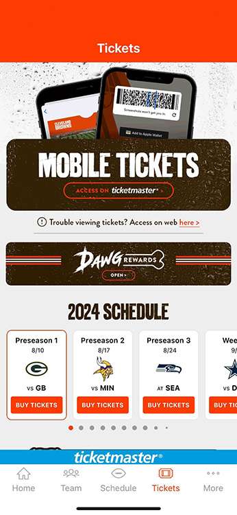 The Cleveland Browns mobile ticket app.