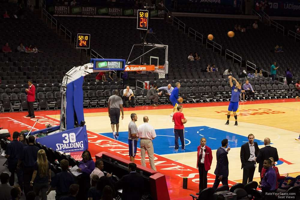 View of the court from section 104 at Crypto.com Arena in Los Angeles.