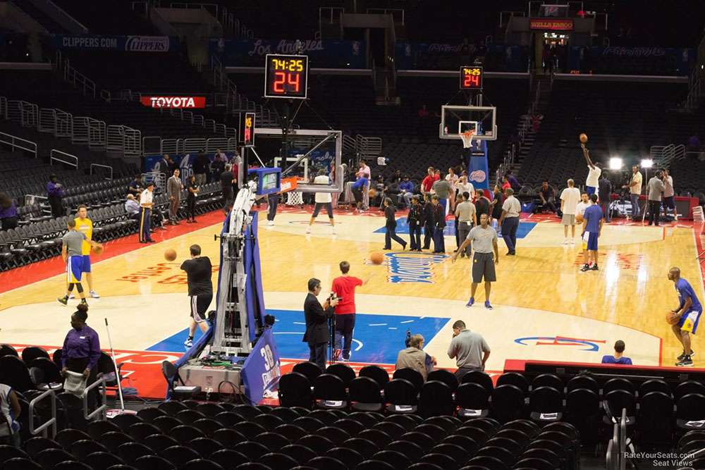 View of the court from section 106 at Crypto.com Arena in Los Angeles.