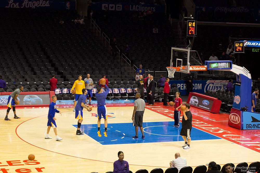 View of the court from section 111 at Crypto.com Arena in Los Angeles.