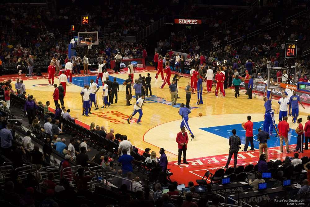 View of the court from section 210 at Crypto.com Arena in Los Angeles.