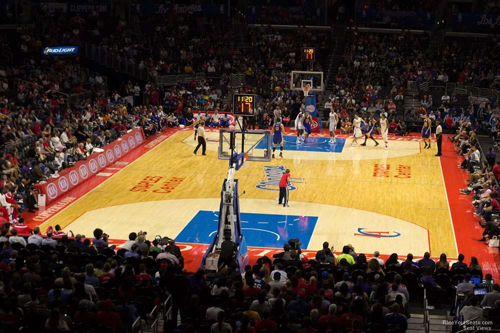 View of the court from section 216 at Crypto.com Arena in Los Angeles.