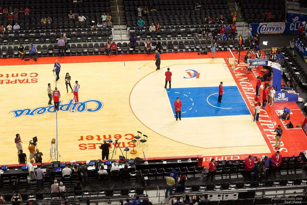 View of the court from section 301 at Crypto.com Arena in Los Angeles.