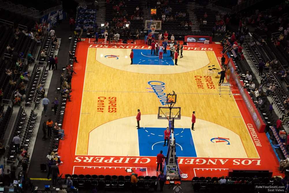 View of the court from section 310 at Crypto.com Arena in Los Angeles.