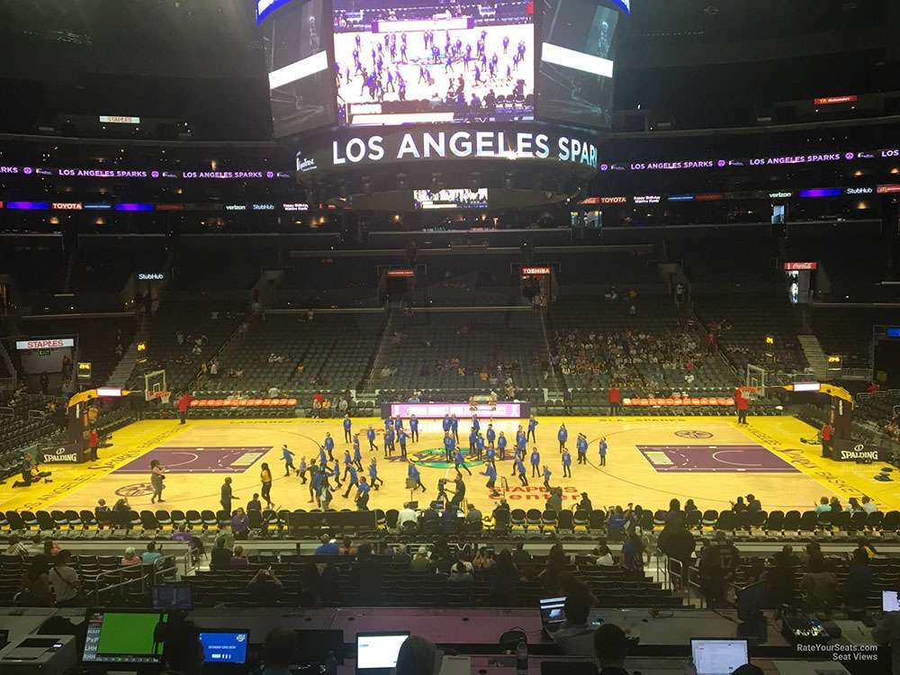 View of the court from section PR14 at Crypto.com Arena in Los Angeles.