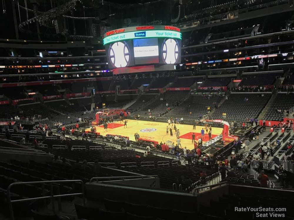 View of the court from section PR2 at Crypto.com Arena in Los Angeles.