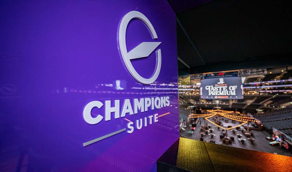 Looking into the arena from The Champions Suite at Crypto.com Arena, Los Angeles.