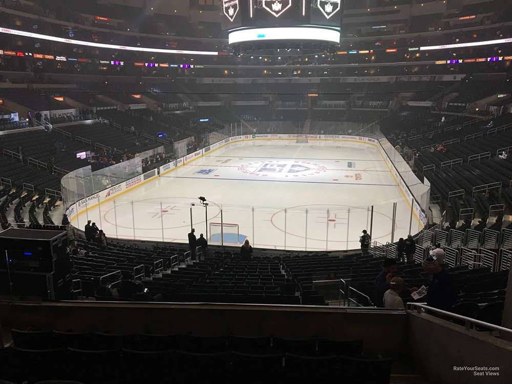 View of the ice from section 216 at Crypto.com Arena in Los Angeles.