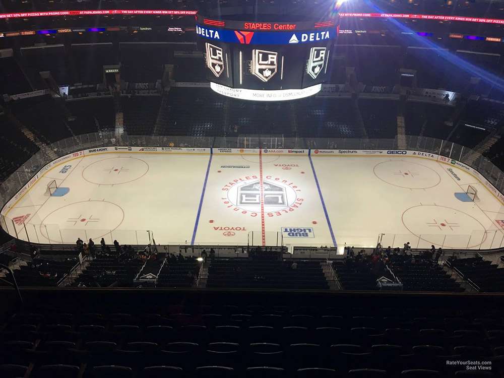 View of the ice from section 301 at Crypto.com Arena in Los Angeles.