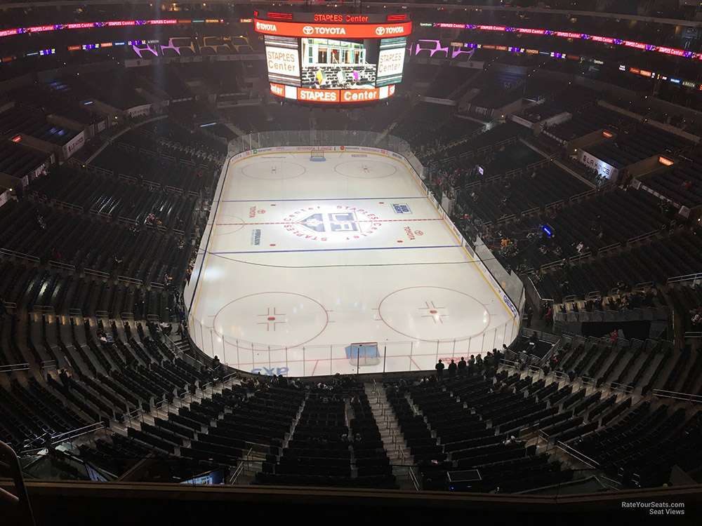 View of the ice from section 310 at Crypto.com Arena in Los Angeles.