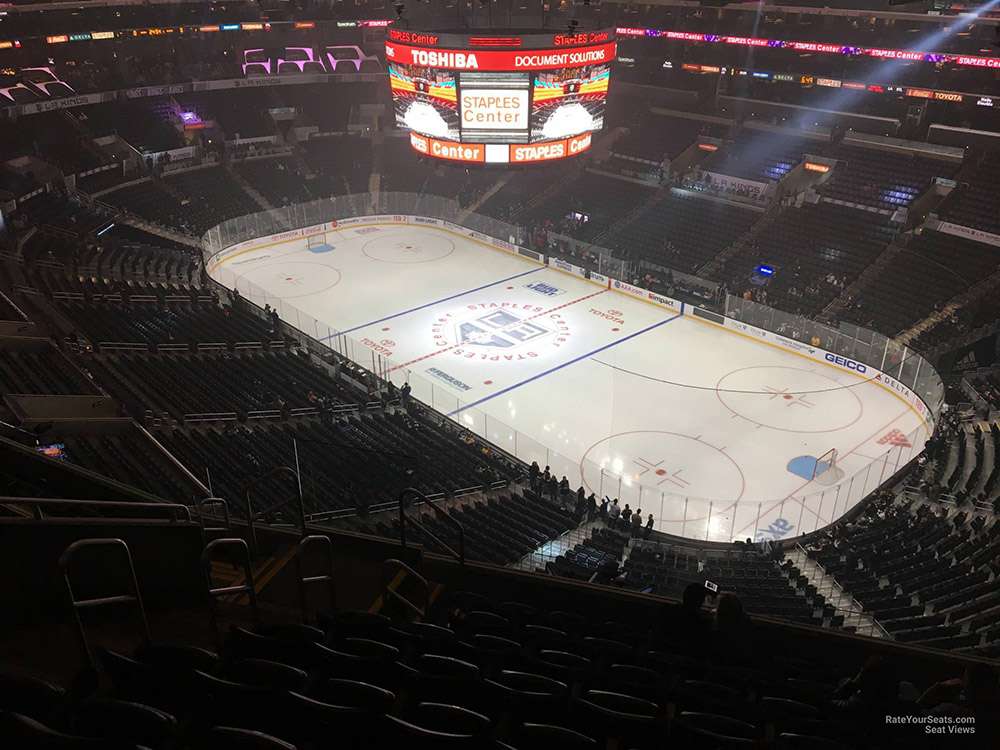 View of the ice from section 314 at Crypto.com Arena in Los Angeles.