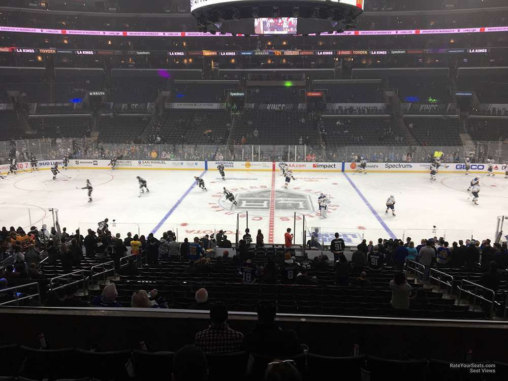 View of the ice from section PR5 at Crypto.com Arena in Los Angeles.