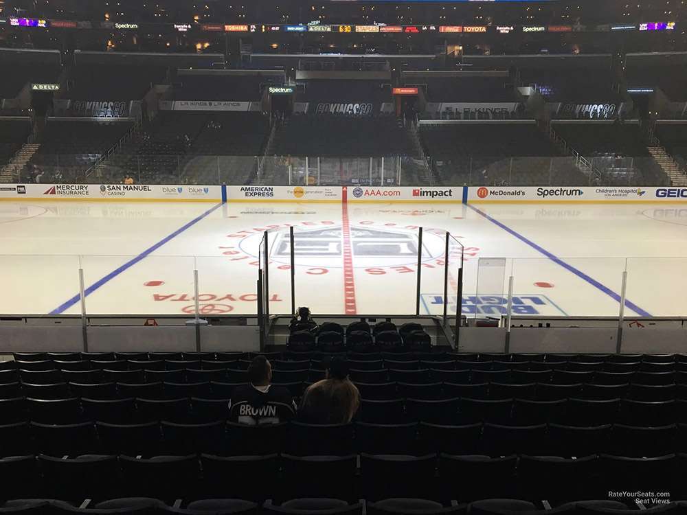 View of the ice from section 101 at Crypto.com Arena in Los Angeles.