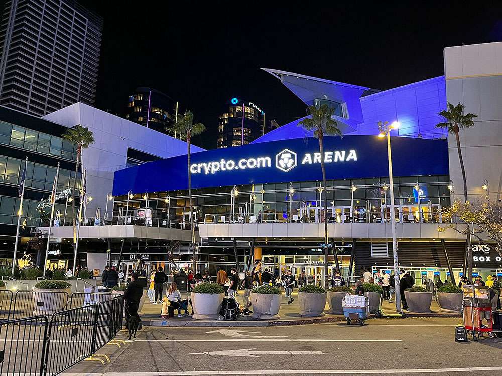 The Star Plaza entrance at Crypto.com Arena, Los Angeles.