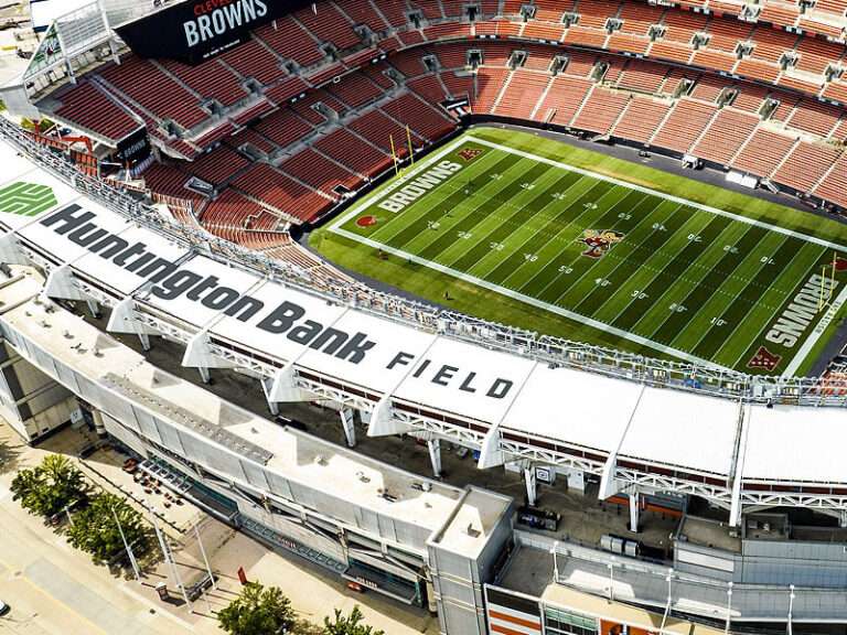 Huntington Bank Field, Cleveland, viewed from the air.