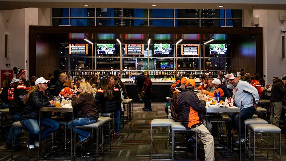 A bar in the 7up Clity Club at Huntington Bank Field, Cleveland.