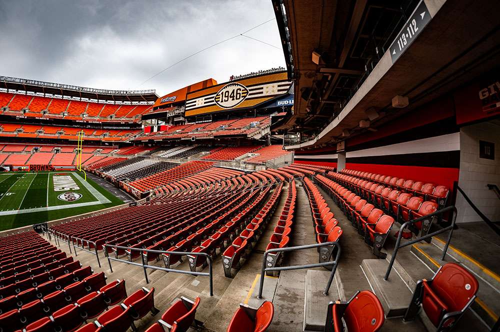 View of the seats at Huntington Bank Field, Cleveland.