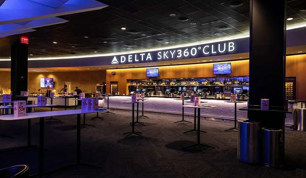 View of the Delta Sky360 Club bar at Madison Square Garden, New York City.