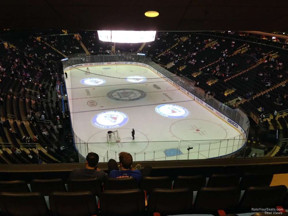 The view of a hockey game from Section 416 at Madison Square Garden, New York City.