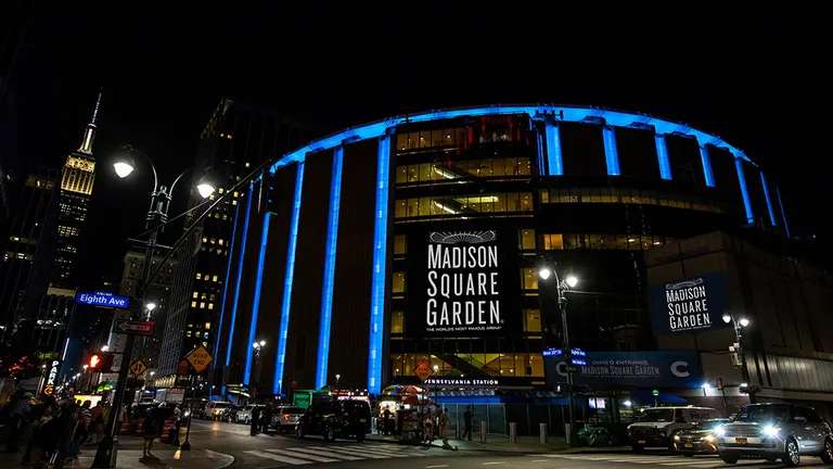 The front entrance of Madison Square Garden and Pennsylvania Station, New York City.