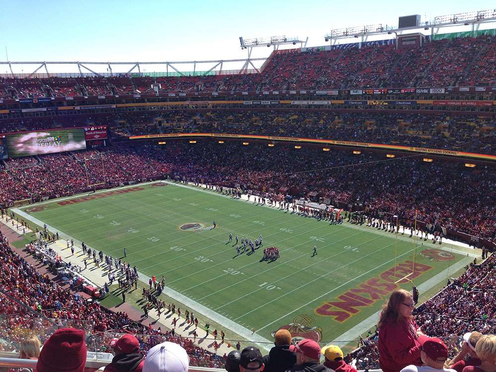 View of the field from the upper level at Northwest Stadium, Landover.