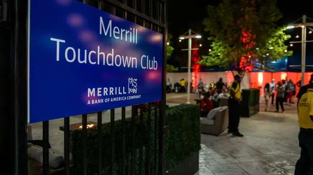 The entrance to the Merrill Touchdown Club at Northwest Stadium, Landover.