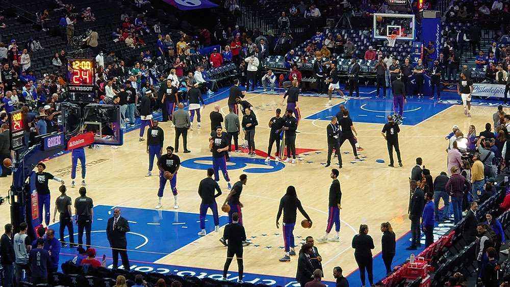 View from Adrian Club seats for a basketball game at Wells Fargo Center, Philadelphia.