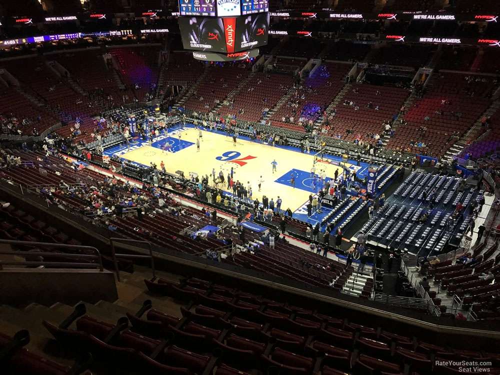 View from Lower Level section 204 for a basketball game at Wells Fargo Center, Philadelphia.