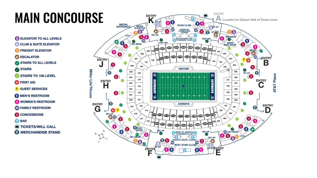 main level seating att stadium