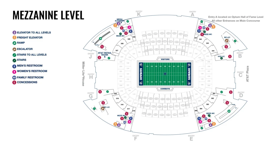 mezzanine level seating att stadium