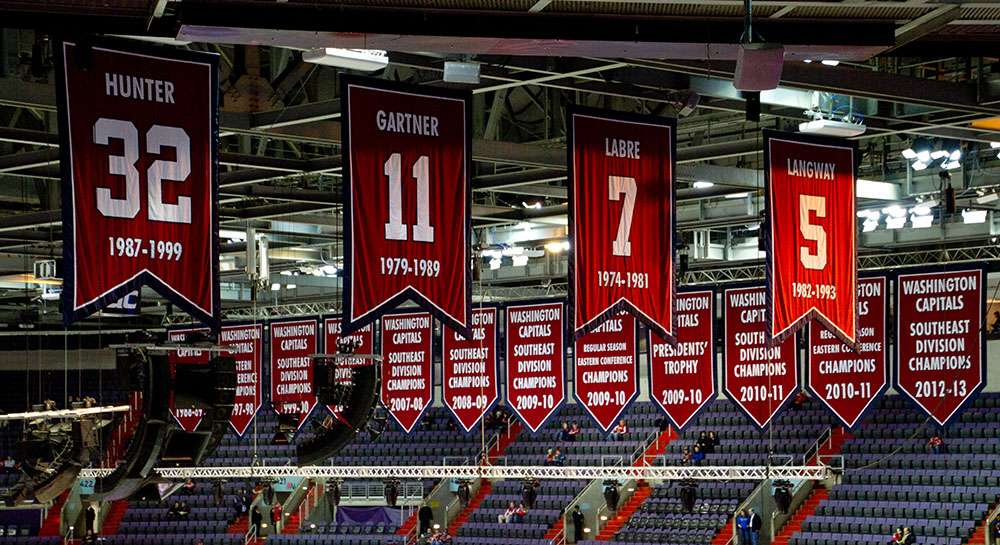 Washington Capital achievements and retired numbers at Capital One Arena, Washington D.C.