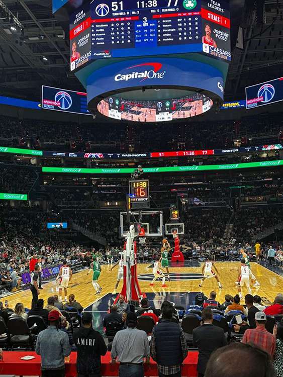 View of the court from section 106 at Capital One Arena, Washington D.C.