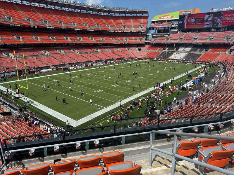 View of the field from section 301 at Huntington Bank Field, Cleveland.