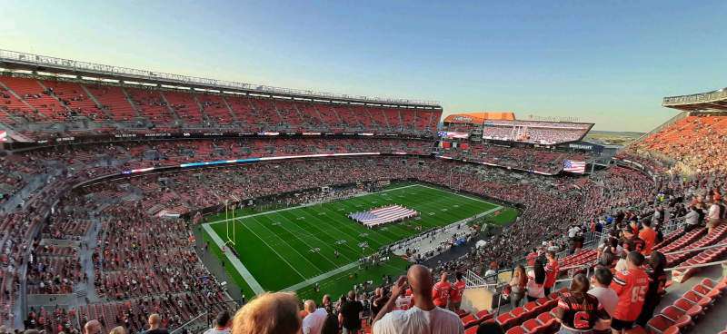 View of the field from section 503 at Huntington Bank Field, Cleveland.