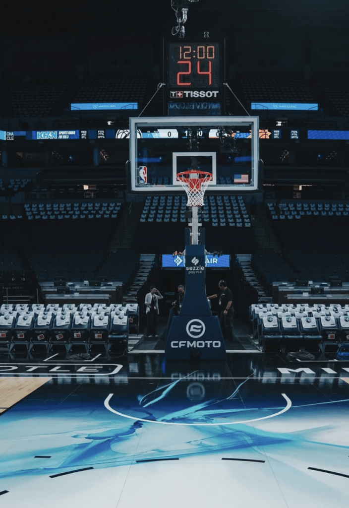 target center baseline seating behind the net